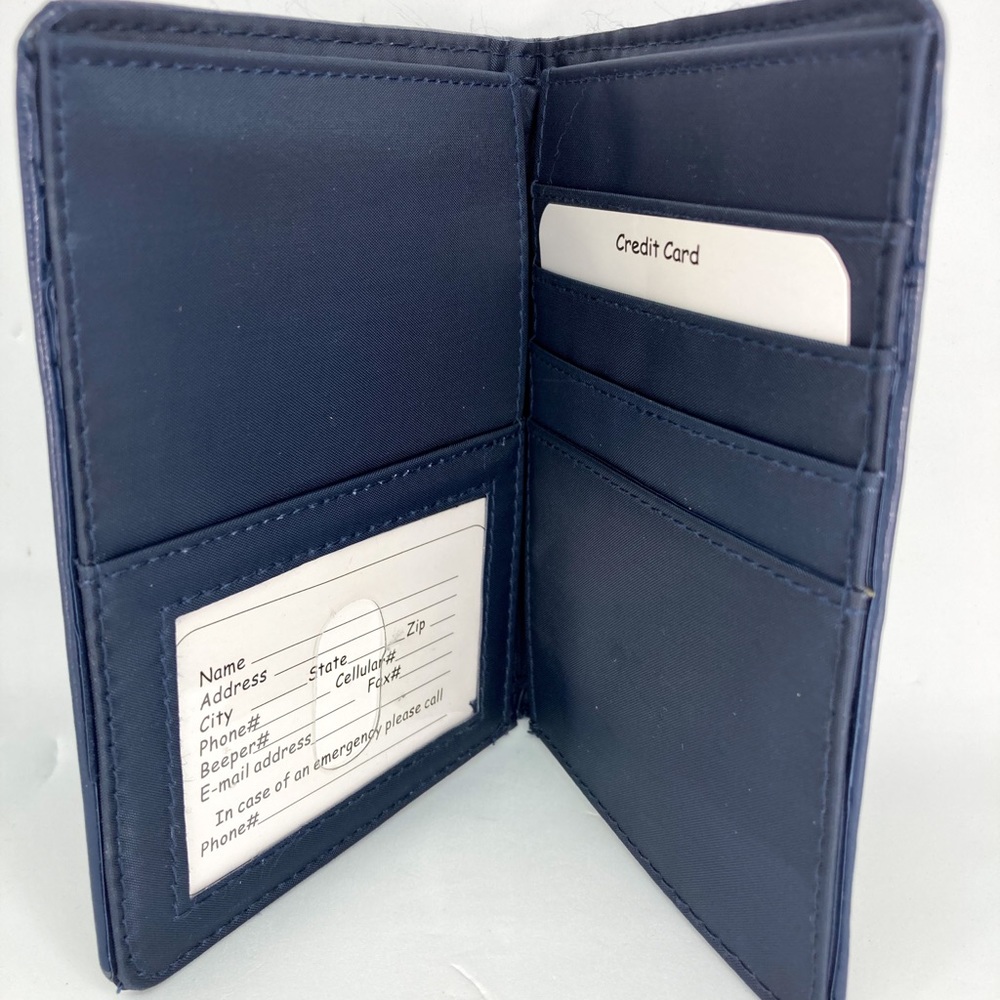 CLEARANCE! Leather Faux Passport Blue Folding Cover with Card Slots